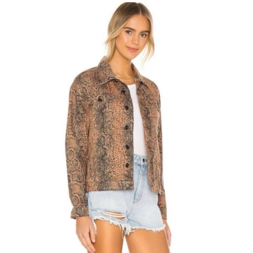 Free People Oversized snake skin print Jean Jacket EUC - Picture 4 of 9